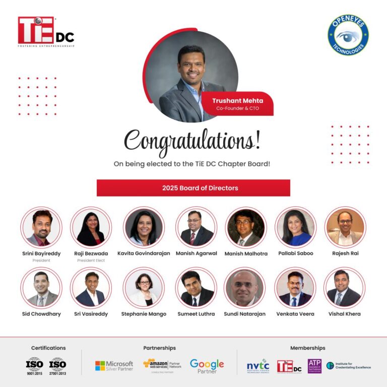 Our Co-Founder and CTO, Trushant Mehta, Elected to the TiE DC Board 